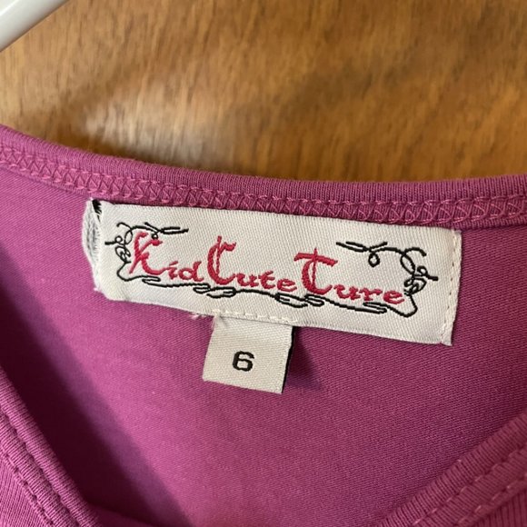 NWT Kid Cuteture Shirt and Skirt Set Boutique Made In USA Size 6 Purple Gray - Picture 3 of 5